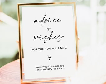 Advice and Wishes Sign | Wedding Advice Sign | Advice for the Bride and Groom | Advice for the Bride to Be | Editable Template | A1