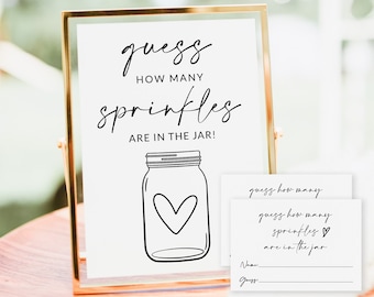 Baby Sprinkle Game | Guess How Many Sprinkles Are In The Jar | Candy Guessing Game | Baby Shower Game Printable | Baby Sprinkle Sign | A1