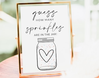 Baby Sprinkle Sign | Baby Sprinkle Game | Guess How Many Sprinkles Are In The Jar Baby Shower Game Printable | Editable Template | A1