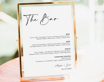 Wedding Bar Sign | The Bar Sign | Wedding Drink Menu | Wedding Bar Menu | Signature Drink Sign | Wedding Sign | Editable Template | A1