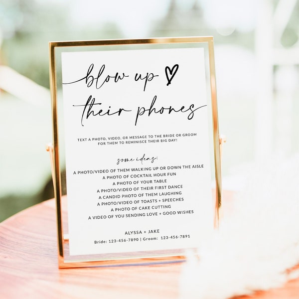 Blow Up Their Phone Wedding Sign | Take Action Sign | I Spy Wedding Game | Wedding Photo Hunt Game | Photo Guestbook | Wedding Sign | A1