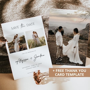 Minimalistische Save The Date Vorlage | Save The Date Vorlage mit Foto | Boho Save The Date Karte | Bearbeitbare Vorlage Download | A1