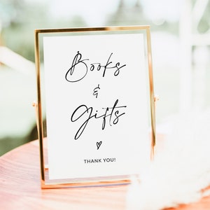 Boeken en geschenken bord | Babyshower teken | Babyshower cadeaubord | Minimalistische boeken en geschenkenbord | Direct downloaden, bewerkbare sjabloon | A1