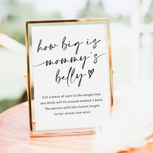 Hoe groot is mama's buik Spel | Hoe groot is haar buik | Hoe groot is mama's buik | Babyshowerspel afdrukbaar | Babyshower teken | Sjabloon, A1
