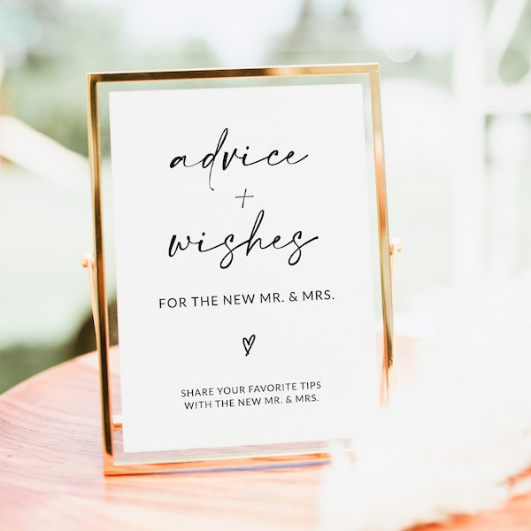 Advice and Wishes Sign | Wedding Advice Sign | Advice for the Bride and Groom | Advice for the Bride to Be | Editable Template | A1