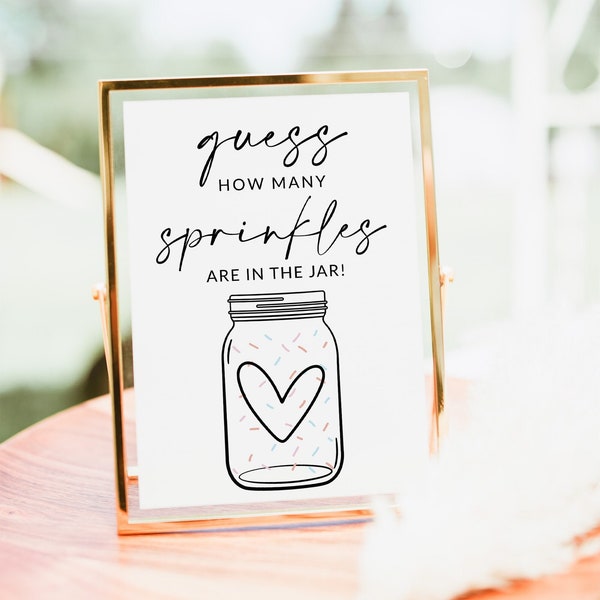 Baby Sprinkle Sign | Baby Sprinkle Game | Guess How Many Sprinkles Are In The Jar Baby Shower Game Printable | Editable Template | A1