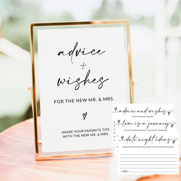 Advice and Wishes Sign and Cards | Advice and Wishes for Bride and Groom | Wedding Advice Cards |  Advice for the Bride | Template | A1