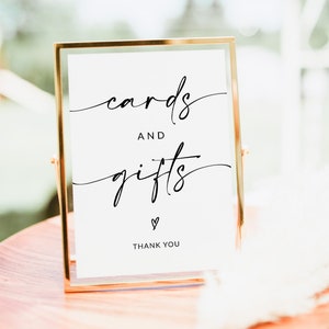 Placa para cartões e presentes, Placa para casamento, Placa para mesa de presentes de casamento, Placa para mesa de casamento, Placa para presente de chá de panela, Modelo editável, A1