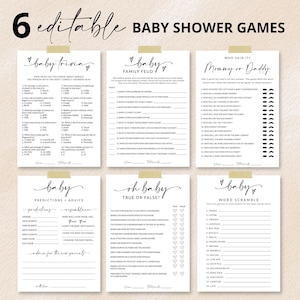 Baby Shower Game Bundle | Baby Shower Trivia | Baby Family Feud | Guess Who Said It Mommy or Daddy | Baby Prediction | Advice for Parents A1