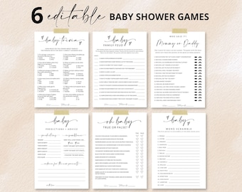 Paquete de juegos para baby shower / Trivial para baby shower / Disputa familiar para bebés / Adivina quién lo dijo, mamá o papá / Predicción del nacimiento del bebé / Consejos para padres A1