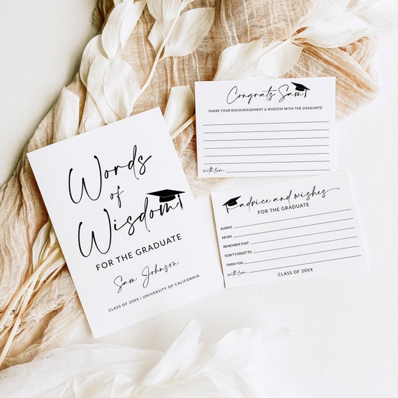 Words of Wisdom Graduation Sign and Card | Advice and Wishes for the Graduate | Grad Advice Card | Graduate Advice | Editable Template | A1