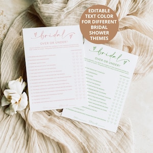 Over or Under Bridal Shower Game | Bridal Shower Trivia | Who Knows the ...