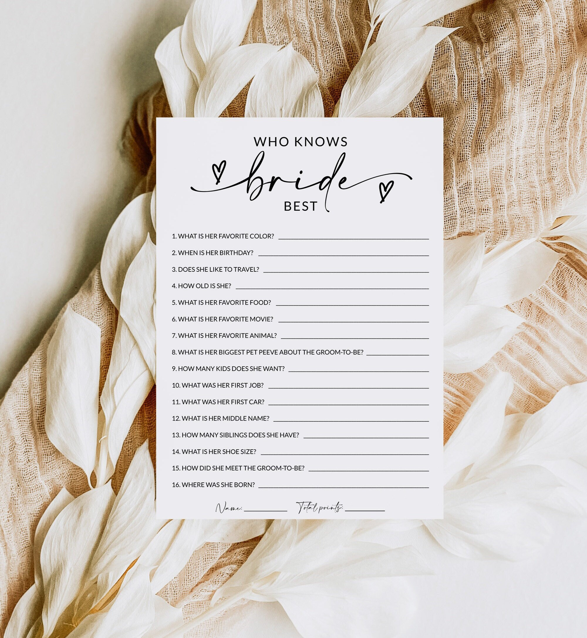 Mejor juego de quién conoce a la novia / ¿Qué tan bien conoces a la novia /  Trivia de despedida de soltera / Juego de despedida de soltera / Plantilla  editable / A1 - Etsy México, image size:2000x2174