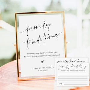 Signo y tarjeta de tradición familiar / Compartir un recuerdo / Juego de baby shower imprimible / Consejos para baby shower / Signo de baby shower / Plantilla editable, A1