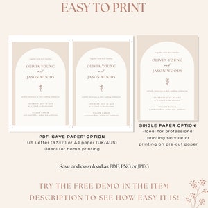 Bundle Wedding Invitation Suite with QR Code Rsvp and Details Card Wedding Invitation Set Minimalist Neutral Editable Template A4 image 10