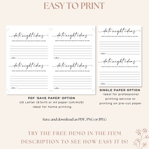 Date Night Advice and Wishes Card Template | Advice for the Bride ...