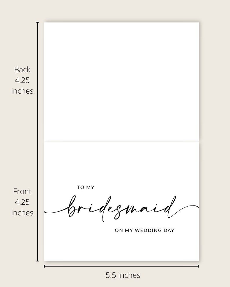 Thank You Bridesmaid Card Bridesmaid Folded Thank You Card Template Thank You Card for Wedding Editable Template A1 image 4