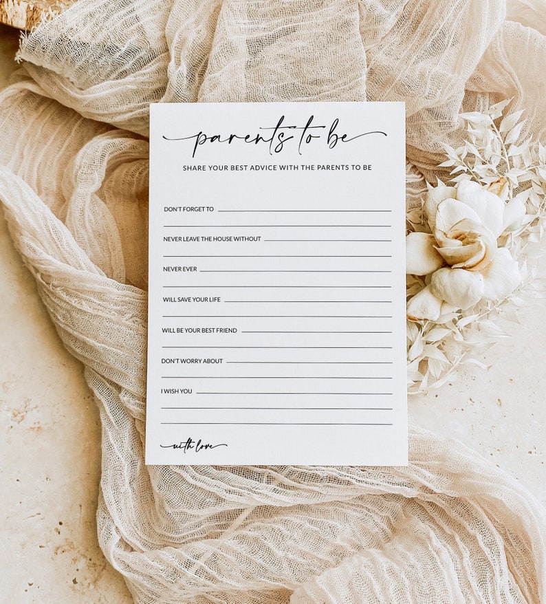 Minimalist Baby Shower Advice Card Advice for Parents to Be Etsy