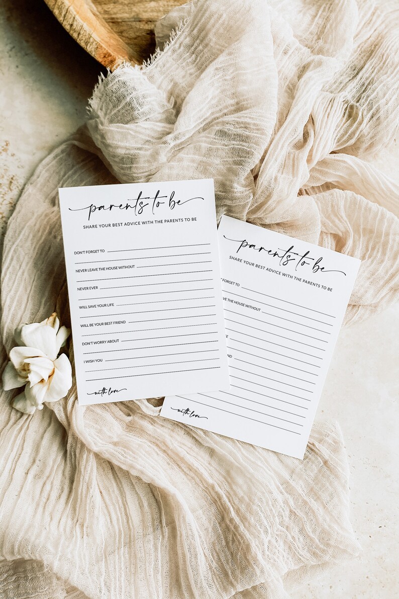 Minimalist Baby Shower Advice Card Advice for Parents to Be Etsy