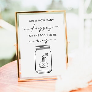 Guess How Many Kisses For The Soon To Be Mrs Game Sign | Bridal Shower Game Printable | Candy Game | How Many Kisses Game | Template | A1