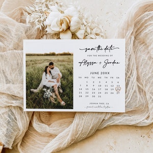 Minimalist Save The Date Calendar Template with Photo Boho Save The Date Digital Download Modern Save The Date Template Editable A1 image 8