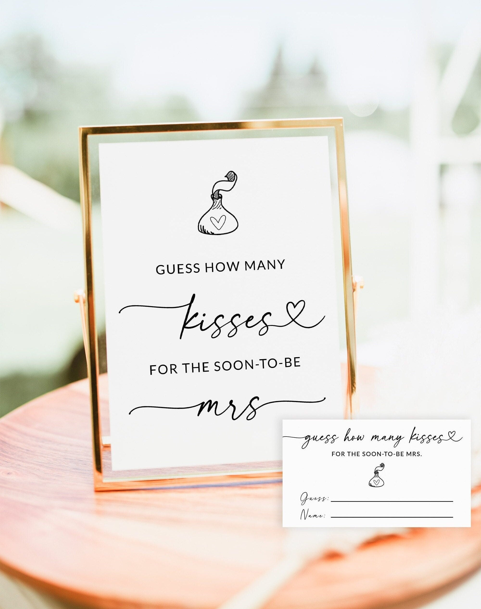 Guess How Many Kisses For The Soon To Be Mrs | How Many Kisses for the Mrs | Bridal Shower Game Printable | Kisses in the Jar | Editable, S1