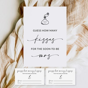 Guess How Many Kisses Bridal Shower Game Soon To Be Mrs Bridal Shower Game Printable Kisses In the Jar Candy Game Template A1 image 3