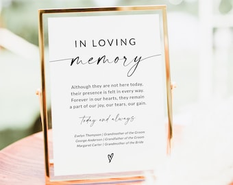 In Loving Memory Sign, Forever In Our Hearts Sign, Until We Meet Again Sign, Wedding Memorial Sign, Loved Ones Sign, Editable Template, S2