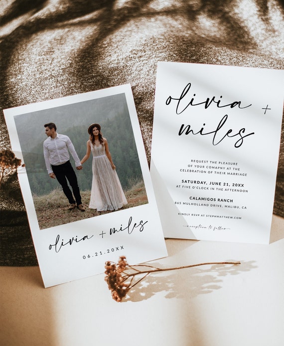 Minimalist Wedding Invitation Template Simple Modern Wedding.