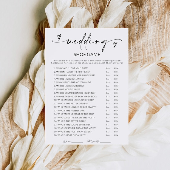 Wedding Shoe Game | Fun Couple Game | Couples Shoe Game | Bridal Shower Game | Couples Wedding Shower Game | Editable Template | A1