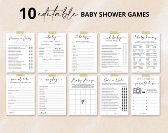 Baby Shower Game Bundle | 10 Editable Baby Shower Game Printable | Guess Who Said It | Baby Prediction | Advice for Parents | Baby Bingo, A1