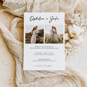 Wedding Invitation Template with Qr Code Wedding Invitation Suite with Photo Wedding Invitation Bundle Rsvp and Details Card A1 image 2