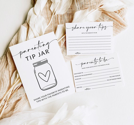 Parenting Tip Jar Sign and Advice Card for The Parents To Be | Baby Shower Game Printable | Baby Shower Advice | Baby Shower Sign | A1