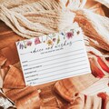 Wedding Advice Card, Wildflower Bridal Shower Advice for the Bride Card, Bridal Shower Game, Advice and Wishes, Editable Template, F1