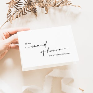 Maid of Honor Thank You Bifold Card To My Maid of Honor On My Wedding Day Wedding Thank You Card Template Minimalist A1 image 3