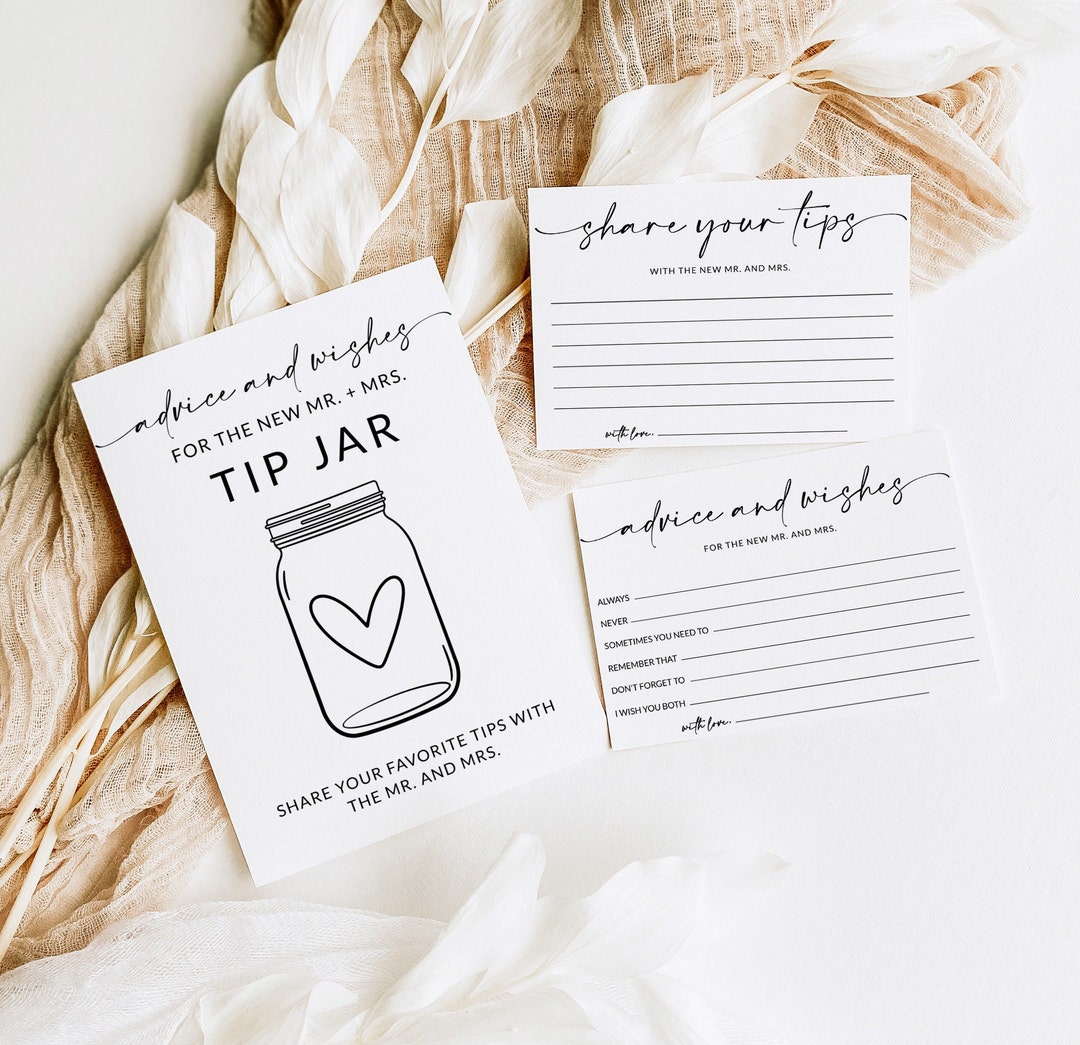 Wedding Advice Tip Jar Advice and Wishes for the Bride and Etsy