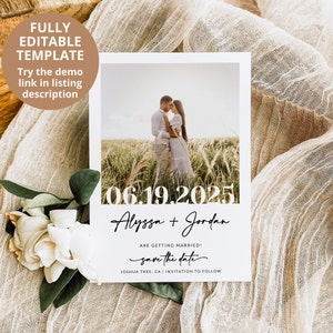 Save The Date Template with Photo Photo Save The Date Save The Date Card Save The Date Digital Download Editable Template A1 image 2