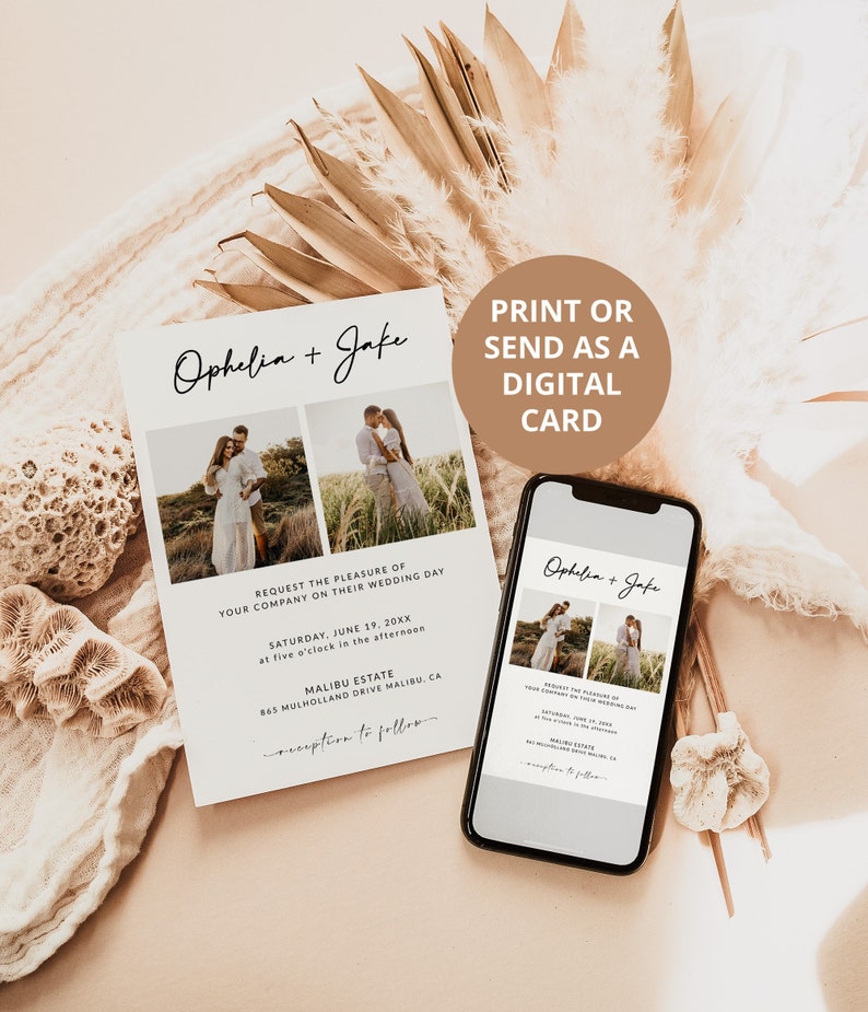 Wedding Invitation Template with Qr Code Wedding Invitation Suite with Photo Wedding Invitation Bundle Rsvp and Details Card A1 image 5