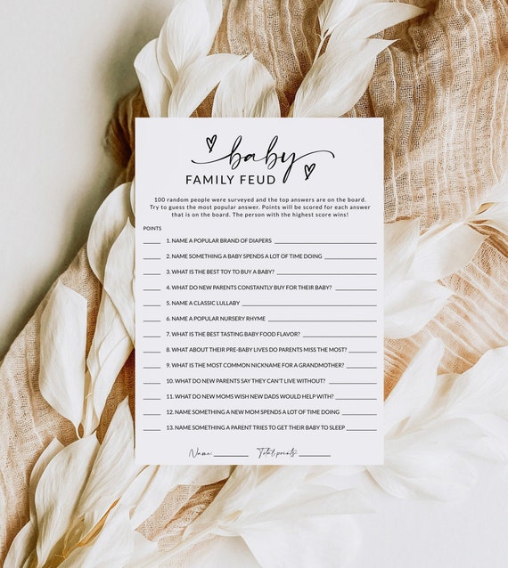 Baby Shower Game Family Feud | Baby Shower Games Printable | Family Feud Game | Gender Neutral | Editable Template | Instant Download | A1