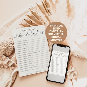 Who Knows The Bride Best | How Well Do You Know The Bride | Bridal Shower Game Printable | Bridal Shower Trivia | Editable Template | A1 image 4