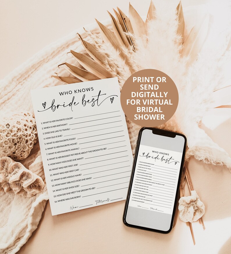Who Knows The Bride Best | How Well Do You Know The Bride | Bridal Shower Game Printable | Bridal Shower Trivia | Editable Template | A1 image 4