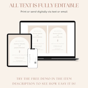 Bundle Wedding Invitation Suite with QR Code Rsvp and Details Card Wedding Invitation Set Minimalist Neutral Editable Template A4 image 9