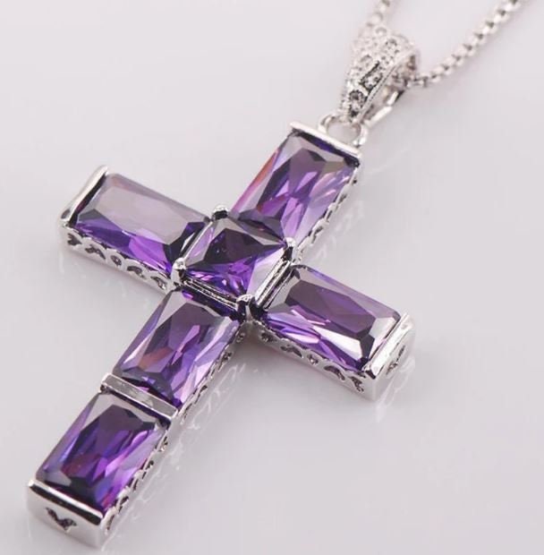 Purple cross hotsell necklace