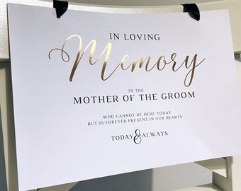 Reserved Seat tag, In loving memory tag, Wedding sign for those not with us any more, ceremony seat card, custom Gold foil detail