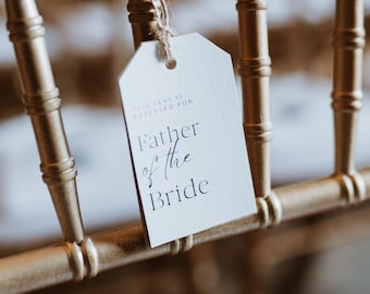 Wedding Reserved Seat Tags, Hammered or Smooth Card, Twine Ribbon