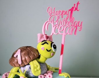 Personalized 1st Birthday Cake Topper, Acrylic Custom Topper