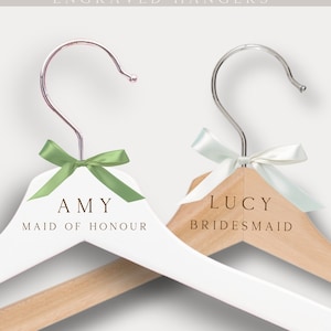 Wedding Hangers, Personalised Hanger for Wedding Day, Bridesmaid Hanger. Bespoke engraved Gift for bridesmaid, Gift for Bride, Wedding Day