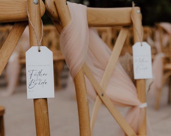 Personalized Wedding Reserved Seating Tags, Twine Ribbon