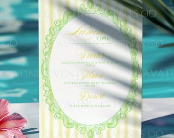 Amalfi Coast Menu Template, Lemon & Lime Bridal Shower, Bachelorette Party (Digital Download)
