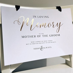 Reserved Seat tag, In loving memory tag, Wedding sign for those not with us any more, ceremony seat card, custom Gold foil detail